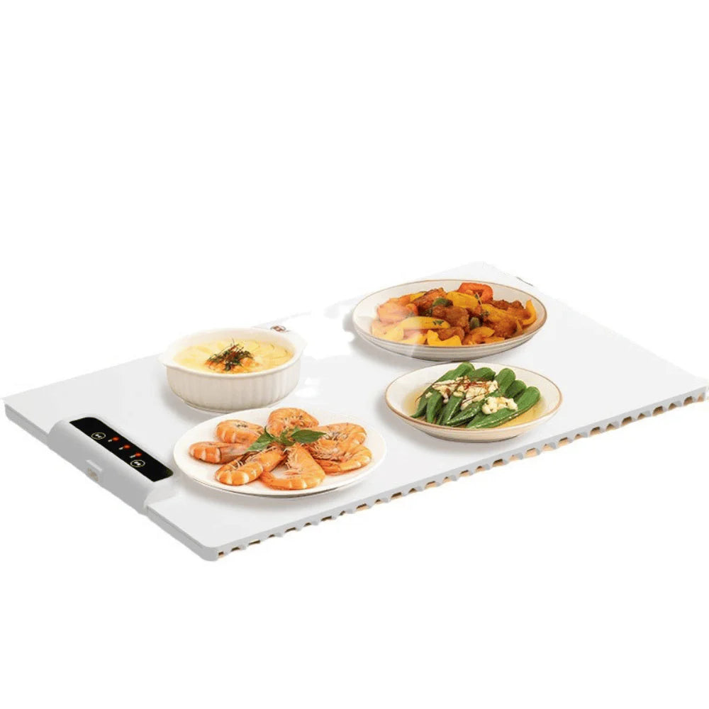 Foldable Food Warmer with sleek design for compact storage and adjustable heating settings for all meal types.