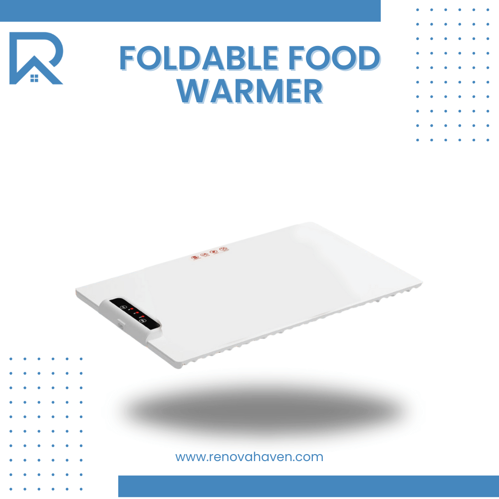 Foldable food warmer mat with digital controls for heating multiple dishes evenly on the go