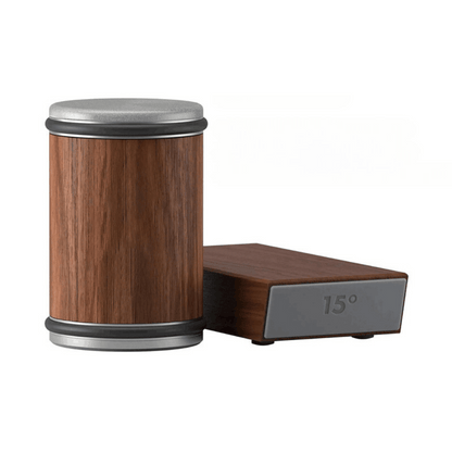 Magnetic knife sharpener with 15-degree angle guide and wooden exterior